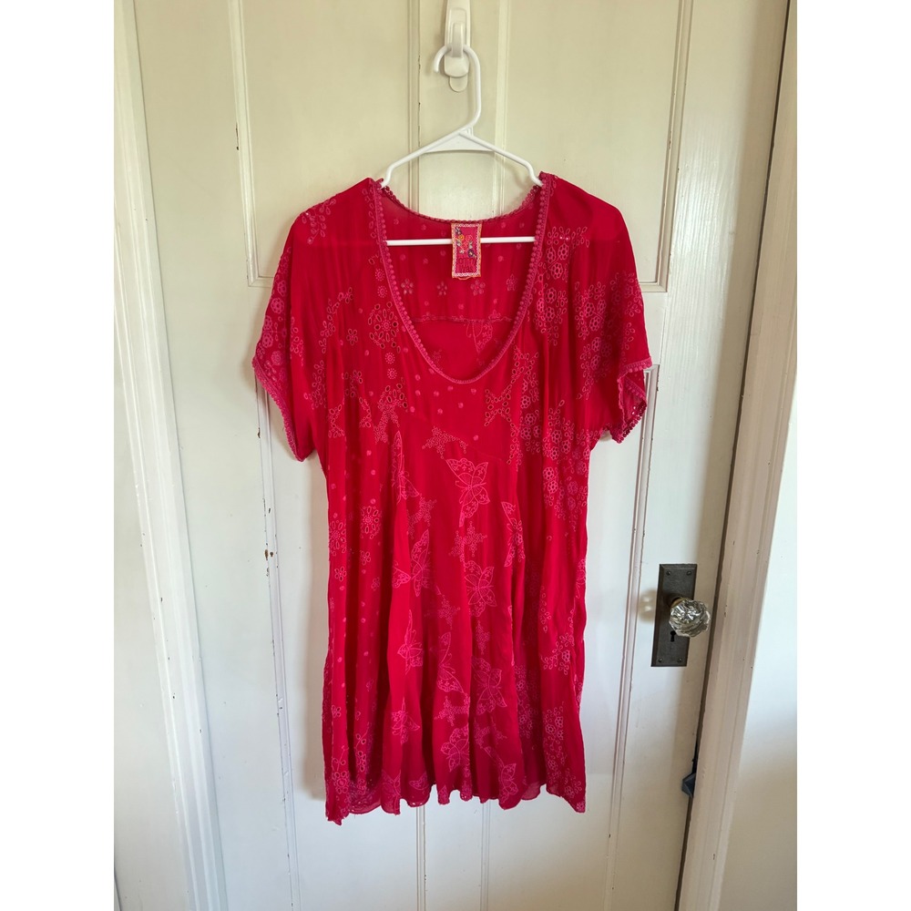 Johnny Was pink eyelet butterfly tunic/mini dress